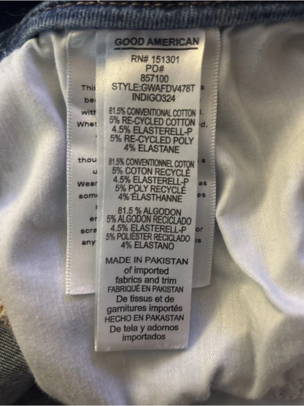 Good American Good Waist Always Fits Skinny Jeans Raw Hem - 14-18 - Picture 5 of 8